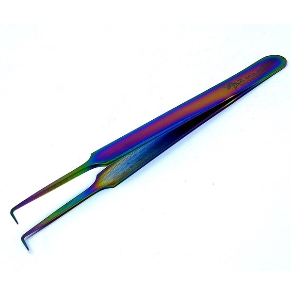 A2Z Scilab Multi Rainbow Color Right Angle 90 Degree Fine Point Tweezers A2Z-ZR297 - main